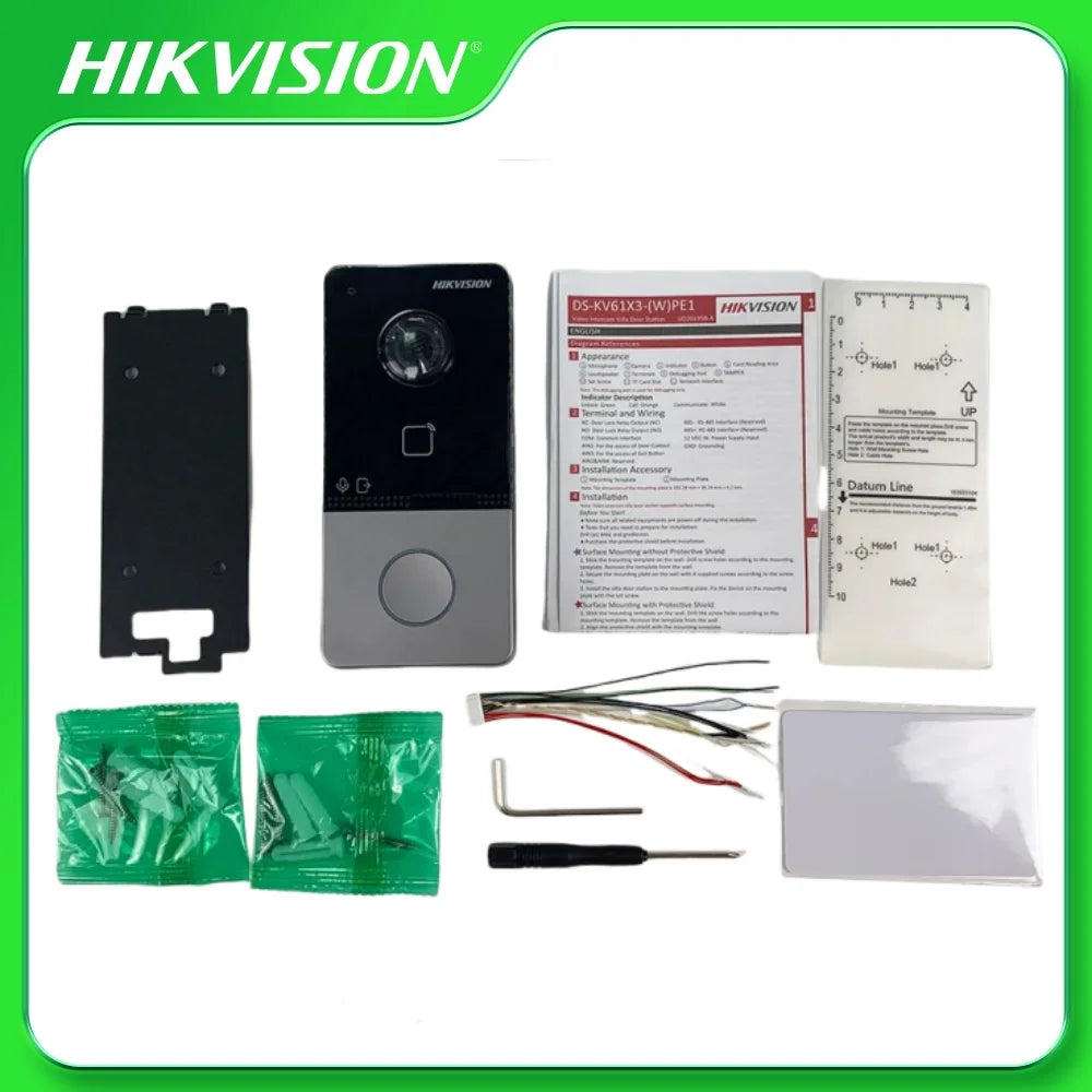Kit de videoportero Hikvision DS-KIS603-P(C), estación de puerta para villa DS-KV6113-WPE1(C) PoE/Wifi, estación interior basada en IP DS-KH6320-WTE1