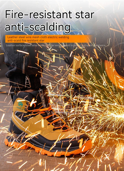 Botas de seguridad para hombre con puntera de acero, antigolpes y resistentes a perforaciones, de calidad europea.