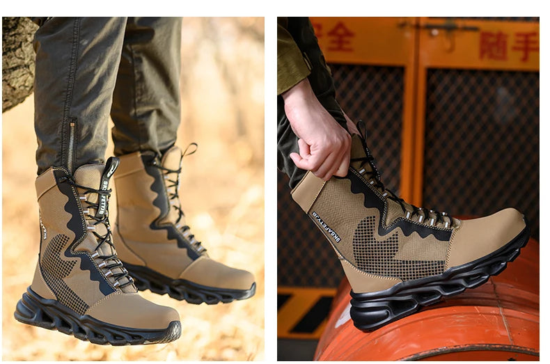 Zapatillas de trabajo con puntera de acero, zapatos de seguridad para hombre, calzado de trabajo nuevo a prueba de perforaciones, botas indestructibles, calzado de seguridad ligero.