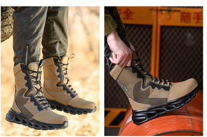 Zapatillas de trabajo con puntera de acero, zapatos de seguridad para hombre, calzado de trabajo nuevo a prueba de perforaciones, botas indestructibles, calzado de seguridad ligero.