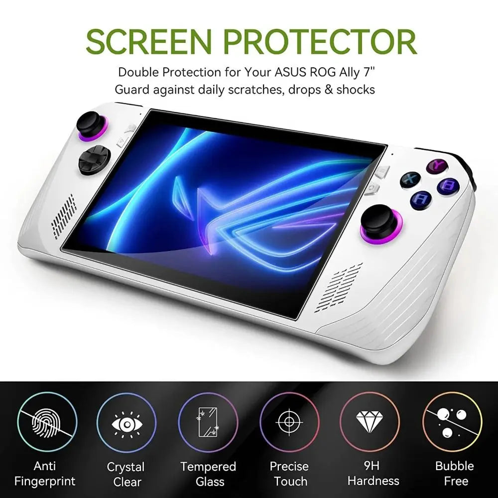 Protector de pantalla para consola portátil Asus ROG Ally, 3 unidades, película protectora de 7 pulgadas, borde curvo HD, vidrio templado.
