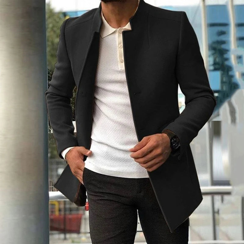 Chaquetas cortavientos para hombre, estilo business casual, de mezcla de lana, moda otoño-invierno, cuello alto, estilo vintage. Ropa de abrigo para hombre.
