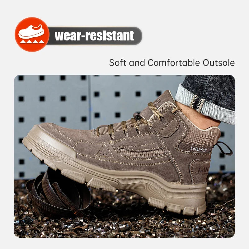 Zapatos de seguridad Leiandun para hombre, cómodos y de diseño ligero para el trabajo.
