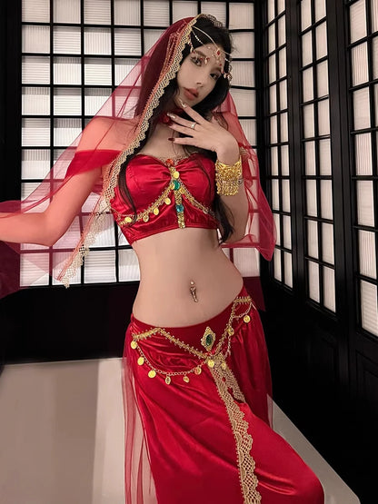 Role Playing Sexy Western Region Dancer Peacock Princess Greek Goddess Costume Hot Egyptian Indian Dancer Exotic Costume Stage