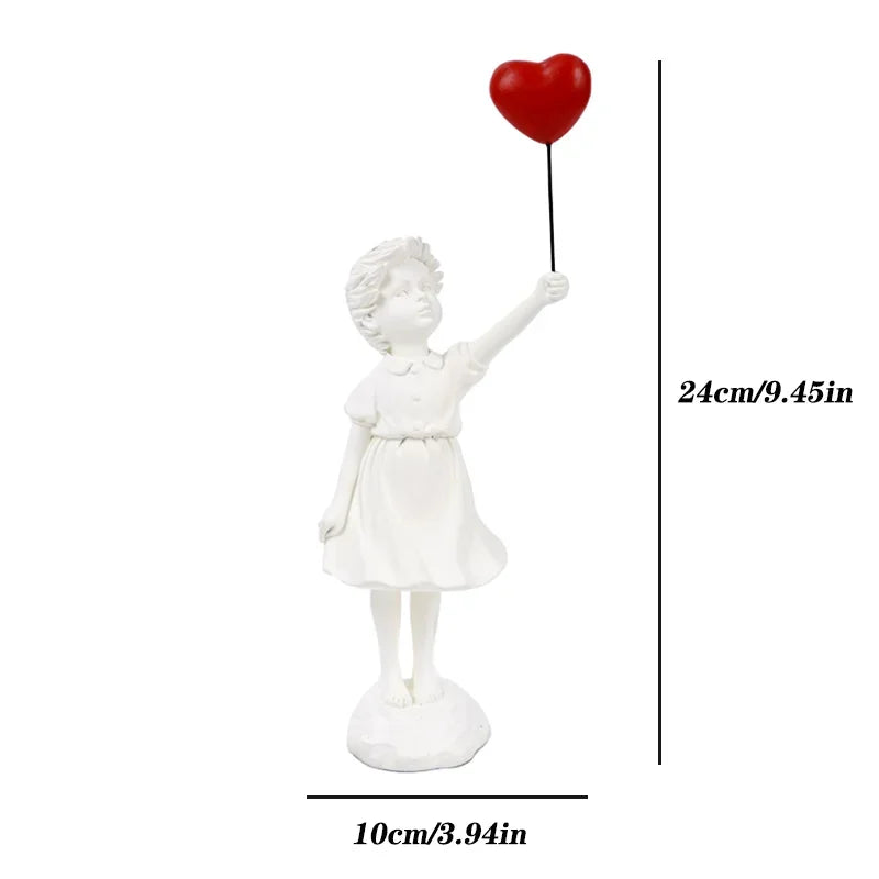 Decoración del hogar, decoración de la habitación, escultura creativa de globo de amor para niña, adornos abstractos modernos para el hogar, escritorio, estudio, oficina.