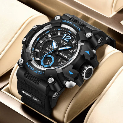 Relojes de pulsera para hombre con pantalla LED de lujo FOXBOX, deportivos, luminosos, impermeables, militares, de cuarzo, para hombre, Relogios Masculino + Caja