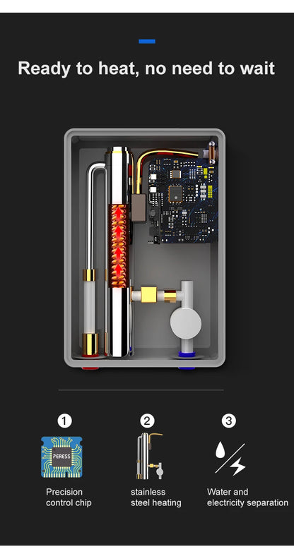 Calentador de agua eléctrico instantáneo sin tanque para ducha, baño y bañera, 220 V, 7000 W, con control automático de temperatura, para uso doméstico y hotelero.