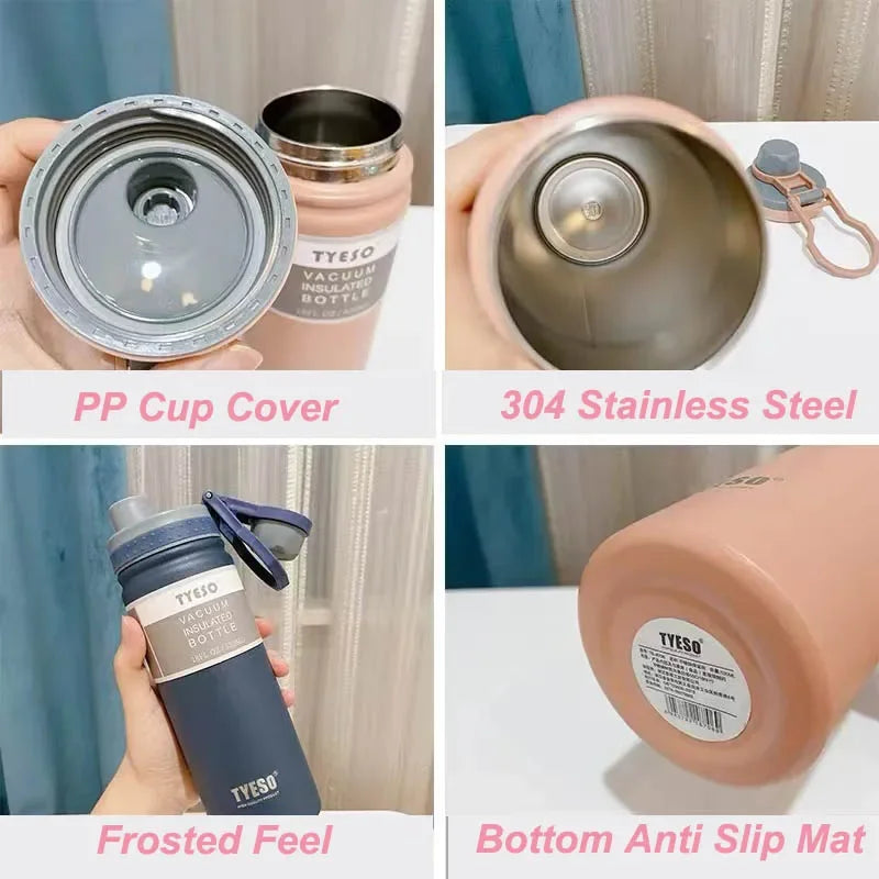Botella térmica Tyeso de 750 ml, de acero inoxidable, para agua, aislada, para viaje, para niños, taza de café, térmica