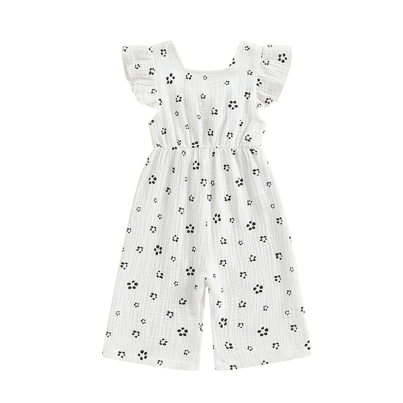 Ropa para niños pequeños, monos de verano para niñas, monos de algodón con estampado floral, sin espalda y con lazo, ropa para bebés
