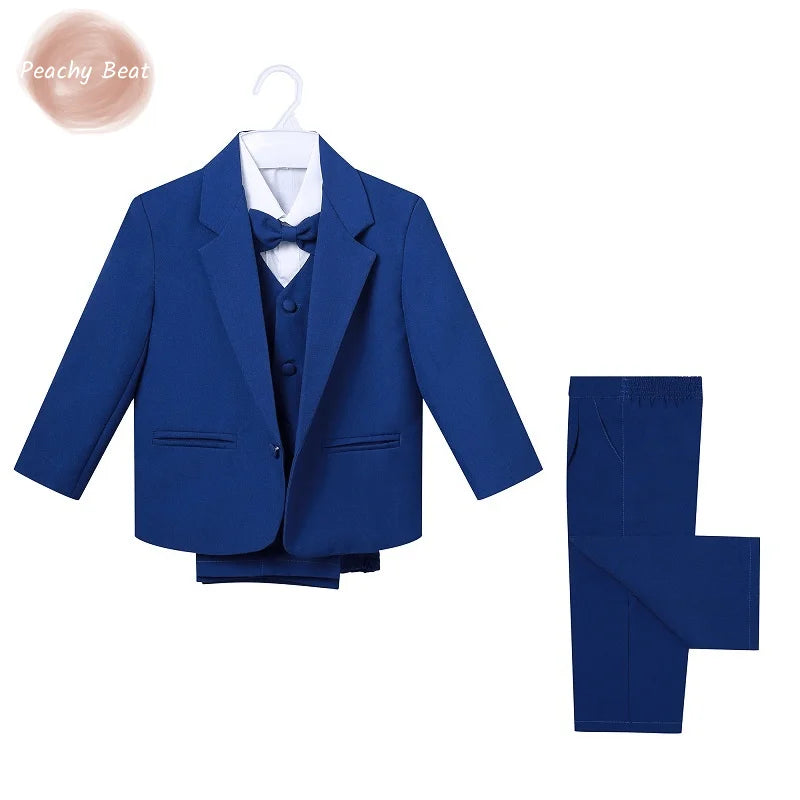 Conjunto de ropa formal de moda para bebé: chaqueta, camisa, chaleco, pajarita y pantalón, 5 piezas, para fiesta, de 0 a 2 años
