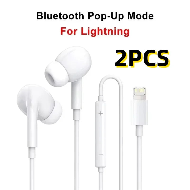 Auriculares originales con cable Bluetooth para Apple iPhone 14 Pro Max 13 12 11 X XS XR 8 7 6 Plus, accesorios para teléfono