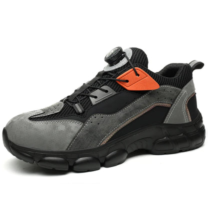 Zapatos de seguridad tipo zapatillas ligeras y transpirables con puntera de acero, diseño antiperforación, amortiguación de impactos y protección antiaplastamiento, calzado de trabajo para hombre.