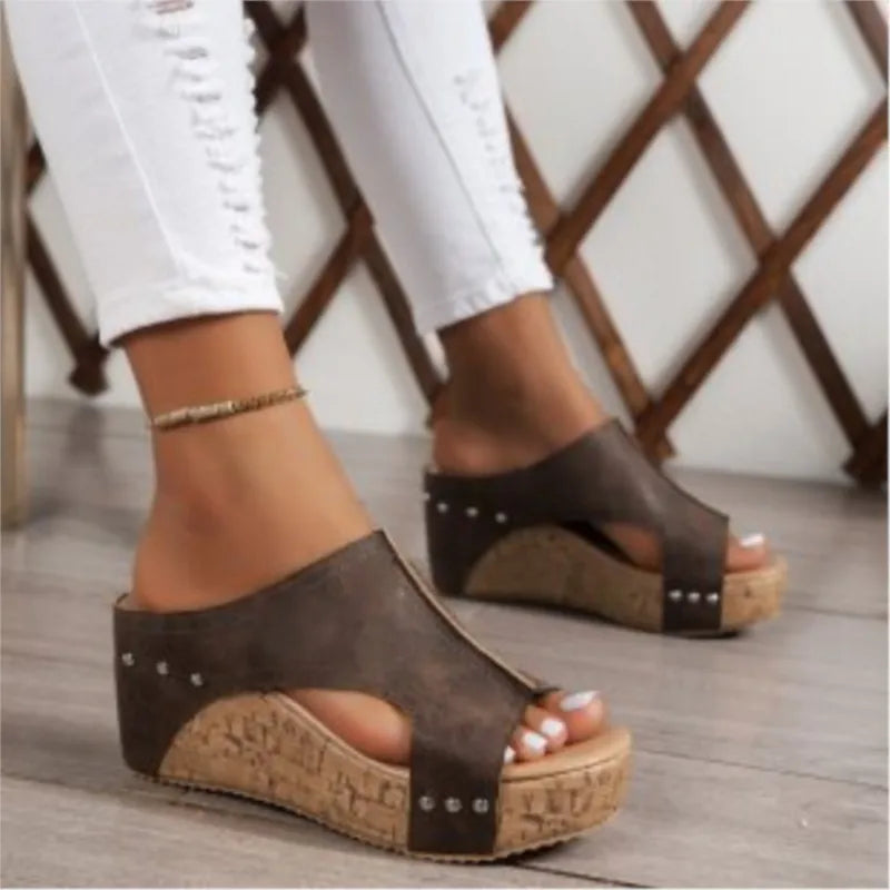 Sandalias de cuña para mujer, elegantes sandalias de verano, huaraches, zapatos de tacón para mujer.