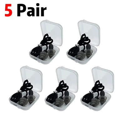 Tapones de silicona suaves con reducción de ruido y protección auditiva, reutilizables, con cordón de goma, para dormir, nadar, roncar y practicar deportes.