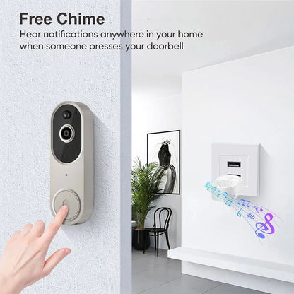 Timbre de puerta inalámbrico con cámara y video de 1080P, timbre inteligente con WiFi, seguridad para el hogar, detección de movimiento, visión nocturna, intercomunicador