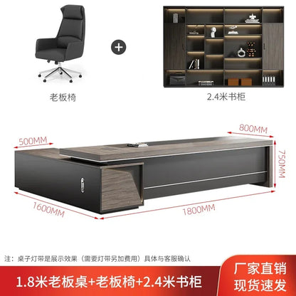 Organizador de escritorio de oficina vintage de lujo ligero en forma de L, escritorios de computadora de madera oscura de mediados de siglo, muebles de oficina Work Art Bureau Meuble