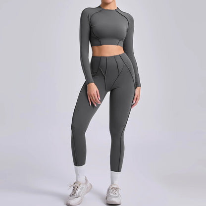 Yoga Set Workout Tracksuits 2 Pieces Gym Clothes Sportswear Yoga Suits For Women Fitness Set Sports Long Sleeved Gym Leggings