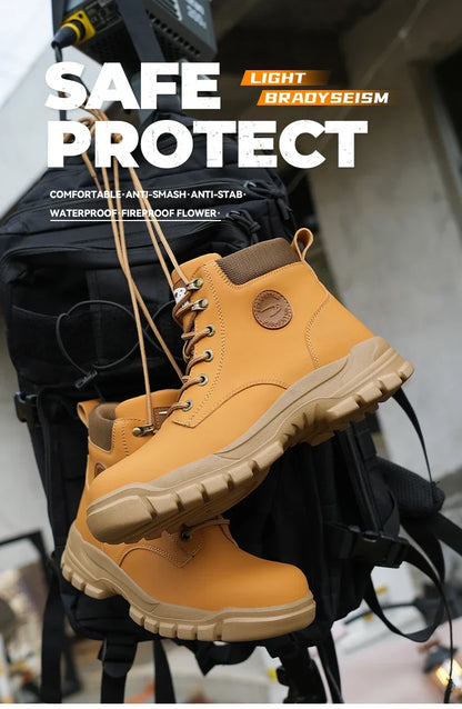 Bota de seguridad para hombre y mujer, resistente a impactos y pinchazos, con suela de goma ligera, forro interior cómodo y protección antisalpicaduras.