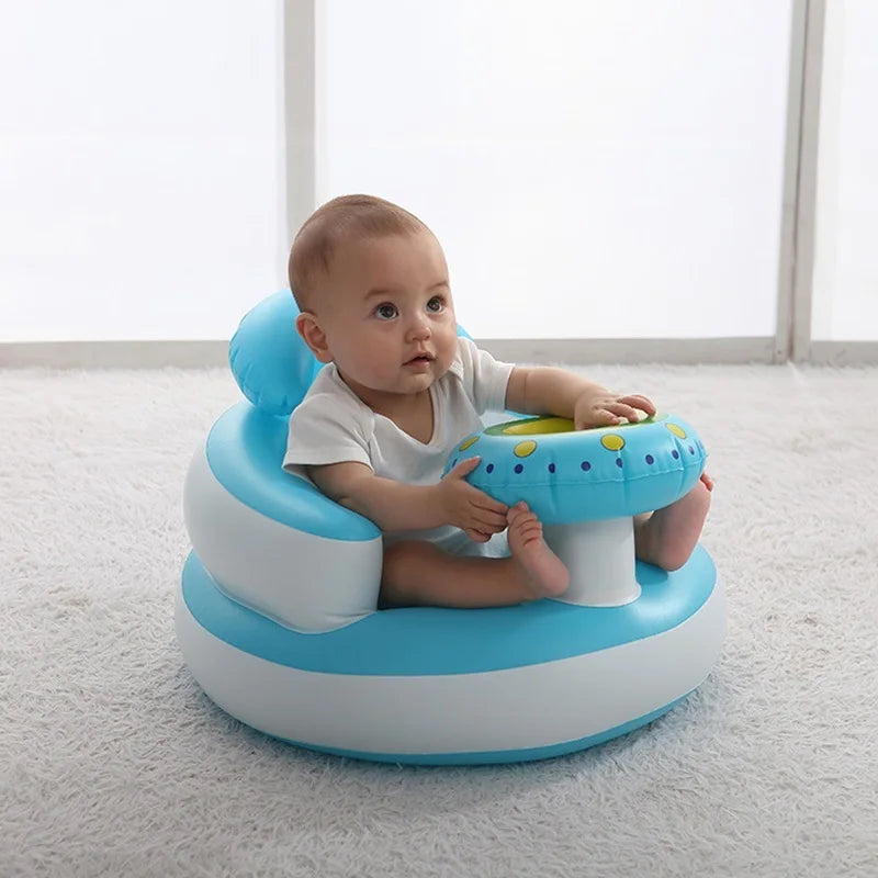 Asiento inflable para bebé con bomba de aire incorporada, silla de apoyo para la espalda para bebés de 0 a 3 años, silla de ducha portátil, asiento de suelo