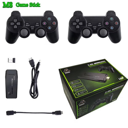 Consola de videojuegos de 64 GB con 20.000 juegos integrados, retro, portátil, mando inalámbrico M8, ideal como regalo de Navidad para niños.