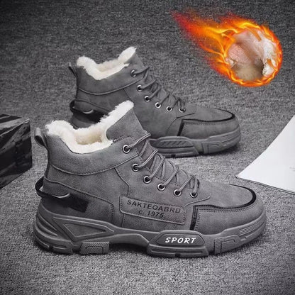 Nuevos zapatos de invierno de caña alta para hombre, botas de nieve para exteriores para hombre, zapatos de algodón con forro polar de moda, zapatos casuales cómodos de marca de tendencia.