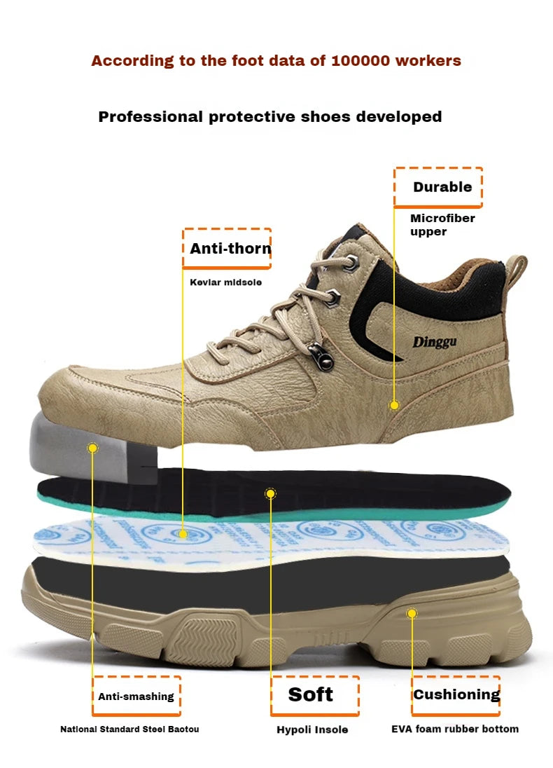 Botas de trabajo indestructibles, zapatos de seguridad para hombre, zapatos con puntera de acero, zapatillas a prueba de pinchazos, zapatos de trabajo antideslizantes para hombre, botas tácticas para hombre.