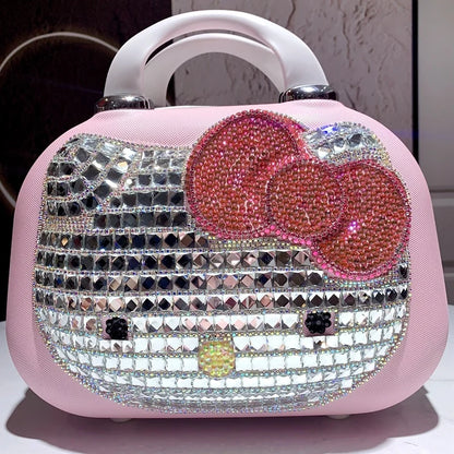 Maleta original de Hello Kitty con dibujos animados, estuche de viaje para cosméticos, gran capacidad, multifuncional, sencilla, con cerradura, bonitos regalos hechos a mano.