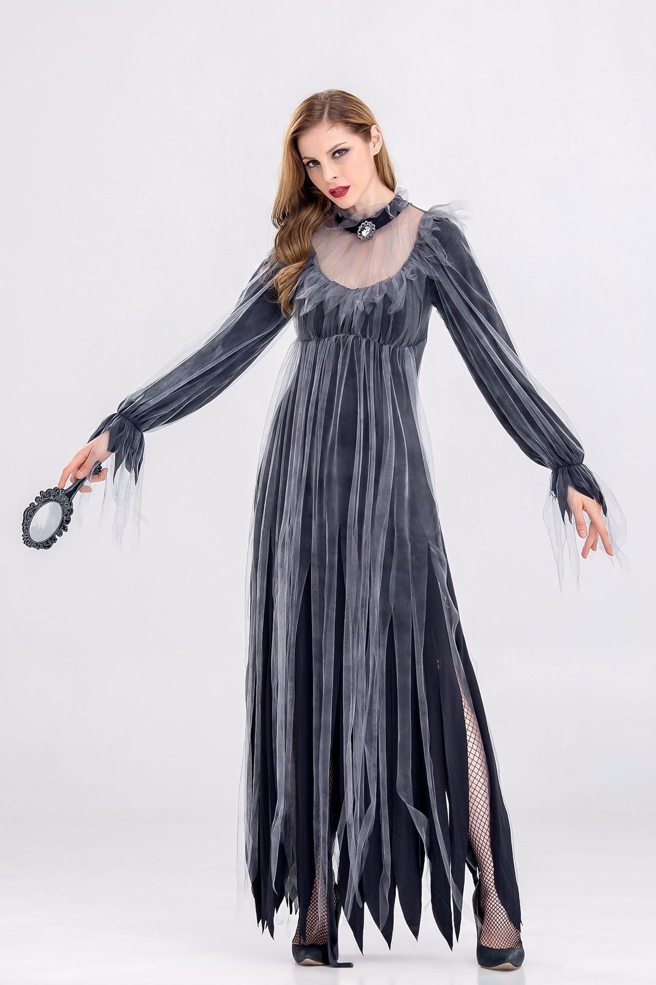 Horror Cosplay Witch Women Scary Zombie Vampire Halloween Carnival Costume Spooky Ghost Medieval Hooded Cape Day of The Dead
