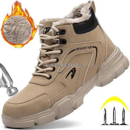 Botas de seguridad protectoras, zapatos de seguridad laboral, botas de seguridad de invierno para hombre, zapatos de trabajo antiperforación, botas de trabajo con punta de acero, indestructibles.