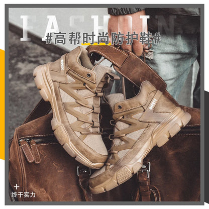 Zapatos de trabajo de seguridad para hombre, ligeros, transpirables, indestructibles, irrompibles, cómodos, con diseño de puntera de plástico.