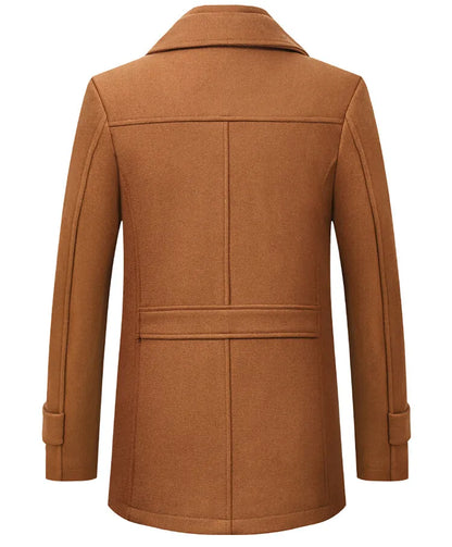 2025 High quality men's wool coat medium length double collar winter plus cotton thickened wool coat men's coat