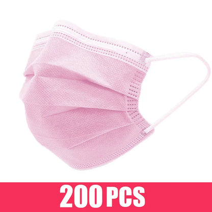 Mascarillas quirúrgicas desechables de 10 a 200 unidades, mascarillas faciales médicas de 3 capas con filtro, antipolvo, transpirables, con elásticos para las orejas, mascarillas bucales para adultos.