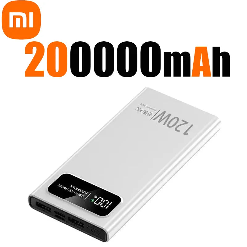 Banco de energía Xiaomi de 500.000 mAh y 120 W con carga ultrarrápida y pantalla digital de alta capacidad para iPhone, Samsung y Huawei.