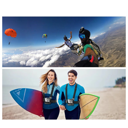 Kit de cámara de acción todo en uno de 6 piezas con correa para la cabeza y correa para el pecho, ajustable para GoPro, teléfono, Osmo, estabilidad mejorada y versatilidad.