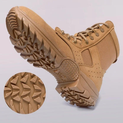 Botas impermeables de piel de vacuno para hombre, ideales para senderismo, escalada y actividades al aire libre en verano. Resistentes al desgaste, antideslizantes y con cremallera lateral. Diseño moderno con cordones.