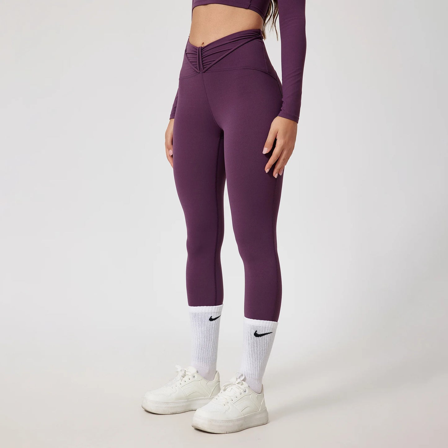 Conjunto de yoga para mujer: camiseta de manga larga, ropa deportiva, top corto, leggings de cintura alta y conjunto deportivo.