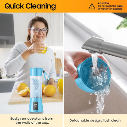 Mini licuadora eléctrica de 380 ml para uso doméstico, recargable por USB, para batidos, para picnic al aire libre, portátil