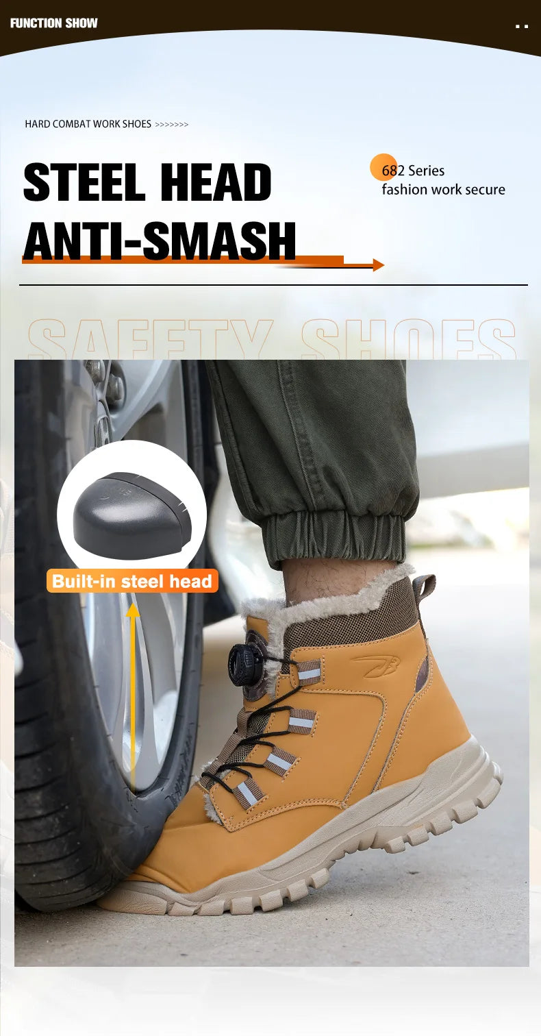 Botas de trabajo de seguridad de invierno para hombre y mujer, tallas 47 y 48, impermeables, ligeras, con puntera de acero, calzado de seguridad protector para hombre.