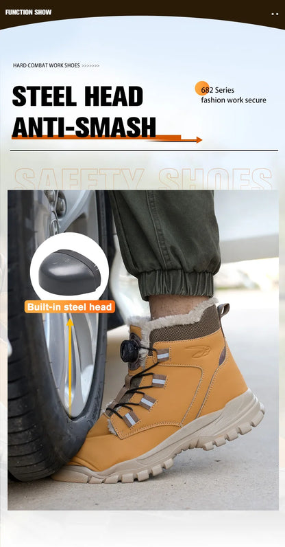 Botas de trabajo de seguridad de invierno para hombre y mujer, tallas 47 y 48, impermeables, ligeras, con puntera de acero, calzado de seguridad protector para hombre.