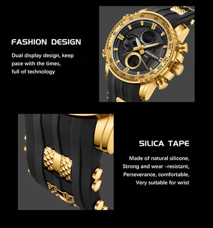 Nuevo reloj cronógrafo deportivo informal para hombre, con correa de silicona, de cuarzo, con esfera grande y punteros luminosos, resistente al agua