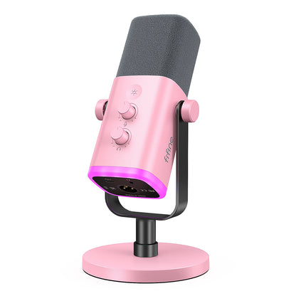 Micrófono dinámico FIFINE USB/XLR con botón de silencio táctil, conector para auriculares, controles de E/S, para mezclador de PC PS5/4, micrófono para juegos Ampligame AM8
