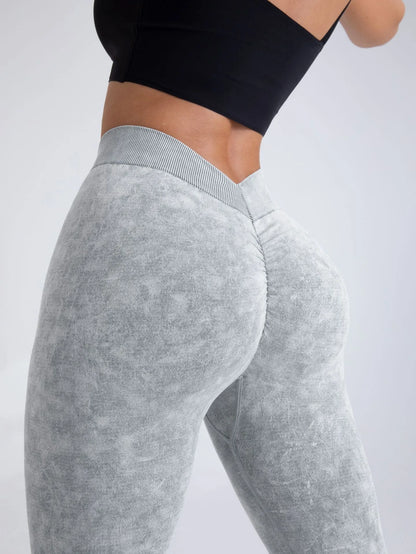 Leggings de nailon para gimnasio, yoga, espalda en V, efecto push-up en glúteos, ciclismo, fitness, ropa deportiva para entrenamiento.