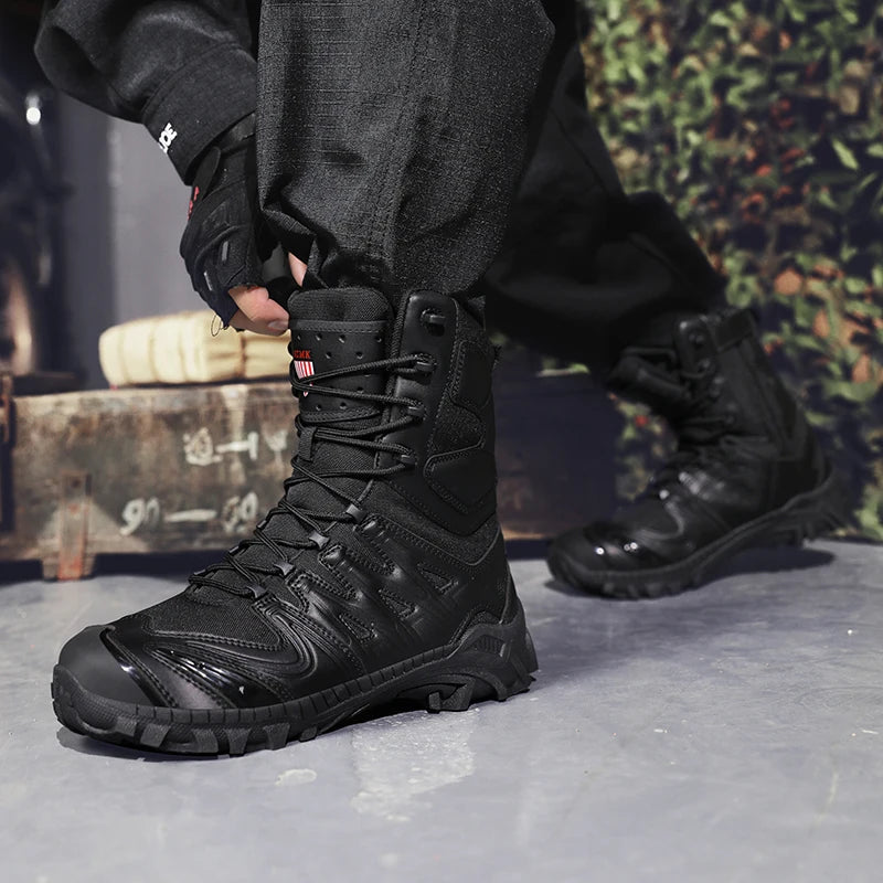 Botas tácticas para hombre, botas de campo para fuerzas especiales de otoño, ligeras, para exteriores, antideslizantes e impermeables.