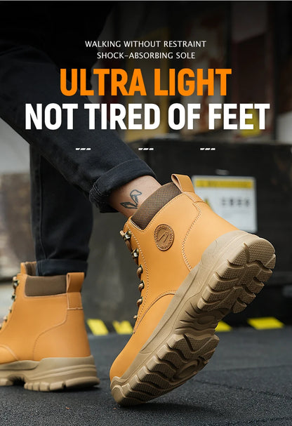Zapatos con puntera de acero para hombre y mujer, zapatillas ligeras con puntera de acero antiaplastamiento, botas de trabajo indestructibles, calzado de seguridad para la construcción.