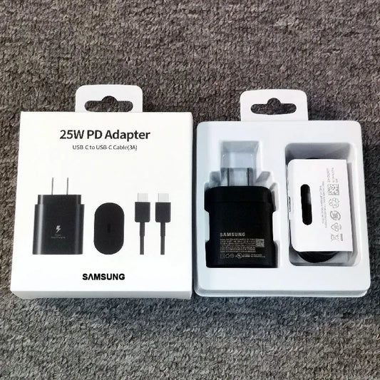 Cargador de 25 W con enchufe estadounidense para Samsung, adaptador de carga súper rápida para Galaxy S24, S23, S22, S21, S20 Ultra, Z Flip Fold, 6, 5, 4, 3, 2, A55, A35 y A25.