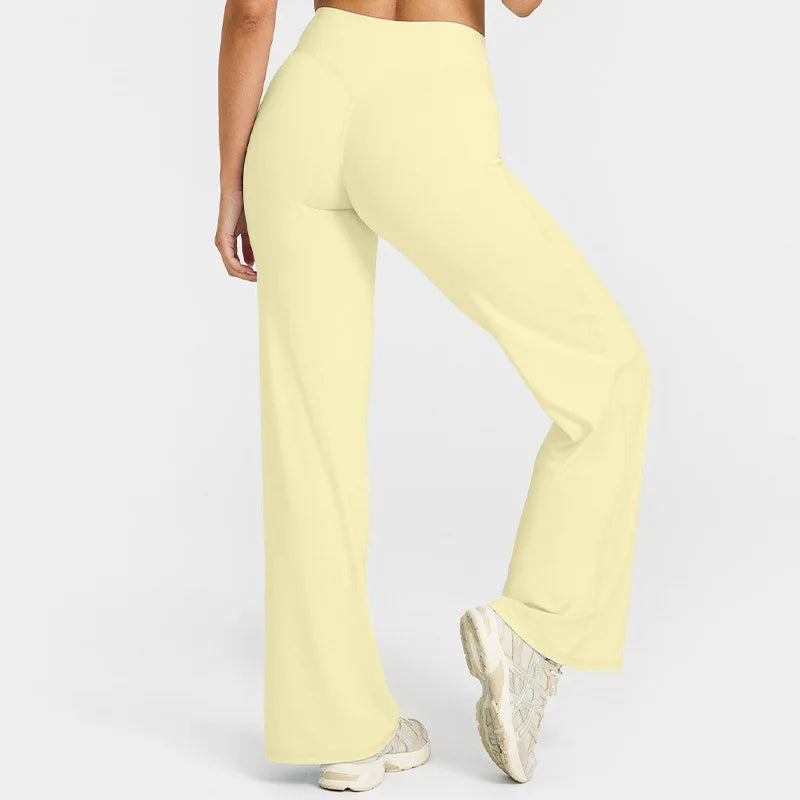 Pantalones deportivos rectos para mujer, sin la incomodidad de los pantalones de pierna ancha, ideales para yoga, ropa de fitness transpirable, pantalones casuales versátiles.