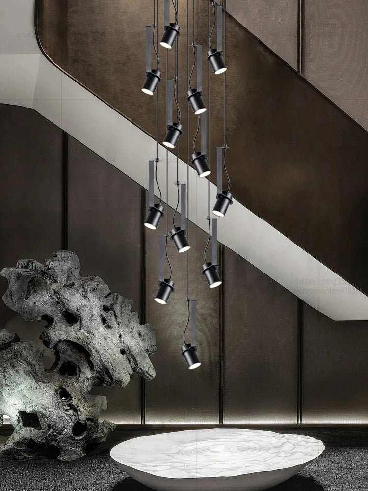 Focos LED Lámpara de araña Minimalista Moderna Iluminación para sala de estar Decoración del hogar Lámpara colgante para restaurante Lámpara colgante para escaleras