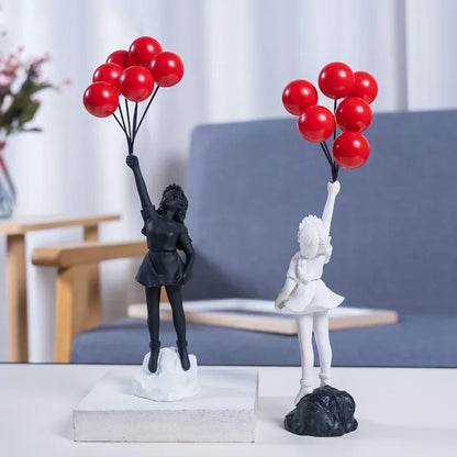 Decoración del hogar, decoración de la habitación, escultura creativa de globo de amor para niña, adornos abstractos modernos para el hogar, escritorio, estudio, oficina.