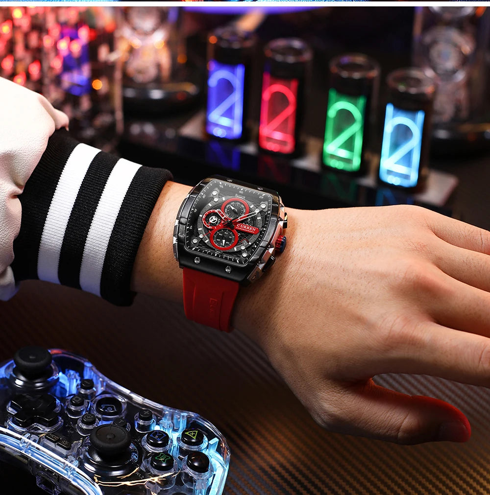 Relojes CURREN de primera marca para hombre, reloj de pulsera de cuarzo cuadrado de lujo, reloj cronógrafo luminoso resistente al agua para hombre, reloj con fecha