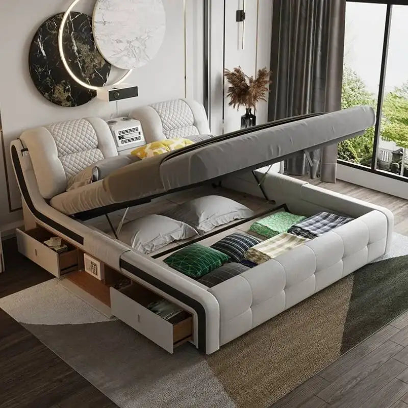 Cama doble única y estética King, marcos Master, moderna cama doble Twin, madera, multifuncional, muebles para el hogar